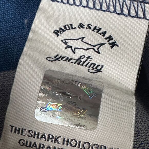 Paul & Shark Yachting Polo Shirt Men’s Medium Blue Gray Striped Italy Cotton - Picture 8 of 12